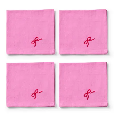 Midnatt Midnats Pink Bow Serviet 40x40 cm, lyserød, 4 stk.