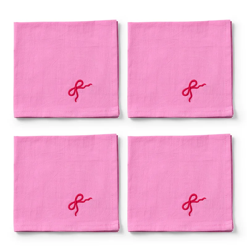 Midnatt Midnats Pink Bow Serviet 40x40 cm, lyserød, 4 stk.