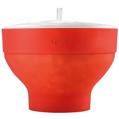 Lékué Popcornmaskine XL + 4 skåle, rød