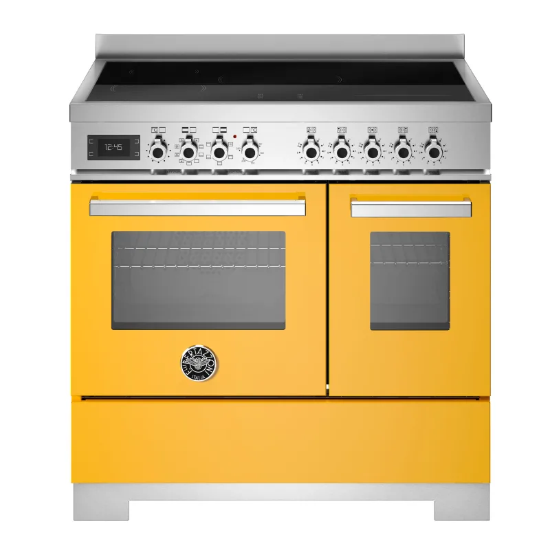 Bertazzoni PRO95I2EGIT2 Professional induktionskomfur 90 cm med 5 zoner og 2 ovne, gul