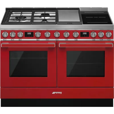 Smeg CPF120IGMPR Portofino gas-/induktionskomfur, rød
