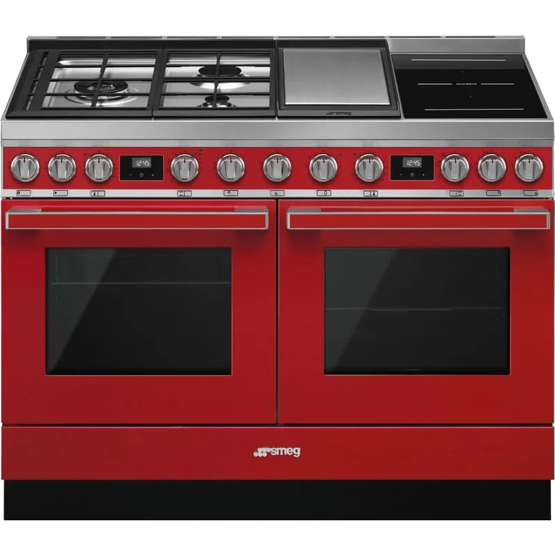 Smeg CPF120IGMPR Portofino gas-/induktionskomfur, rød