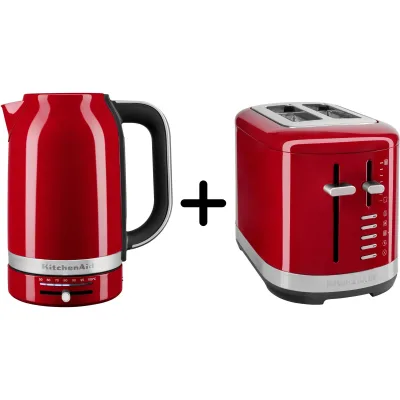 Kitchenaid 5KMT2109 Brødrister + 5KEK1701 Elkedel, rød
