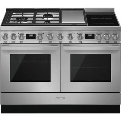 Smeg CPF120IGMPX Portofino gas-/induktionskomfur, rustfrit stål