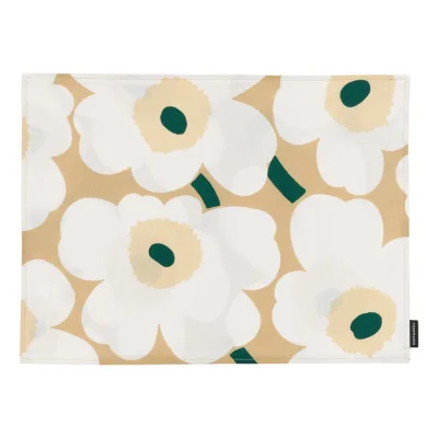 Marimekko Pieni Unikko bordbrik 42 × 31 cm, sand/hvid/beige/smaragd