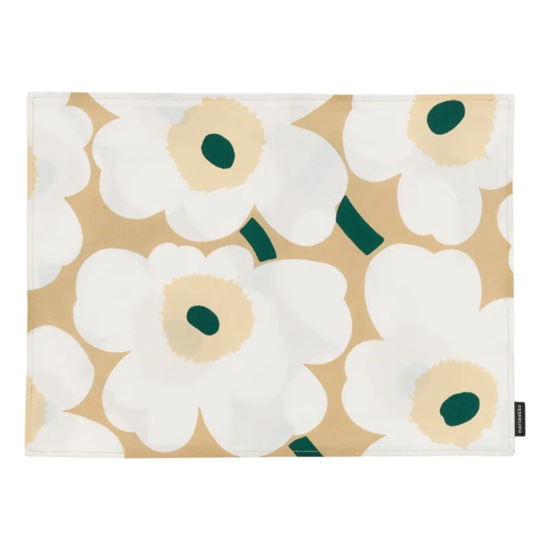 Marimekko Pieni Unikko bordbrik 42 × 31 cm, sand/hvid/beige/smaragd