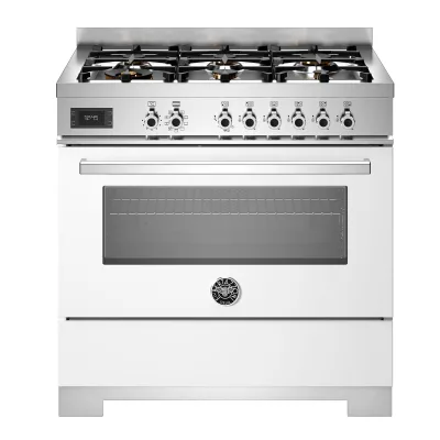 Bertazzoni PRO96L1EBIT2 Professional gaskomfur 90 cm med 6 brændere og 1 ovn, hvid