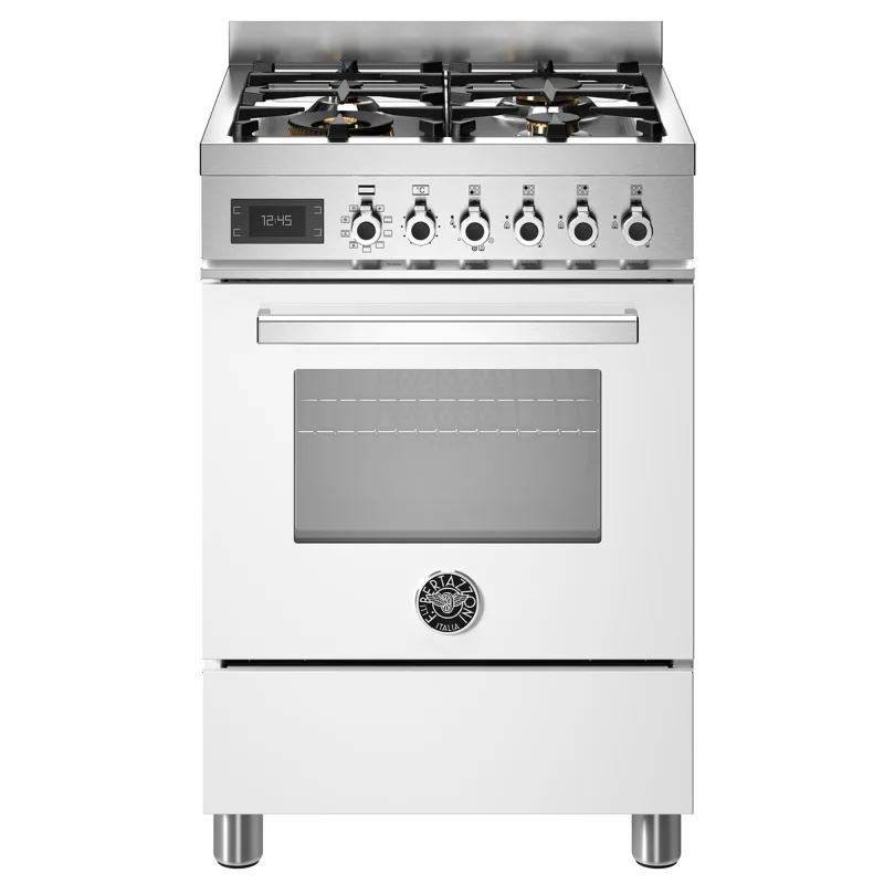 Bertazzoni PRO64L1EBIT Professional gaskomfur med ovn, 60 cm, hvid