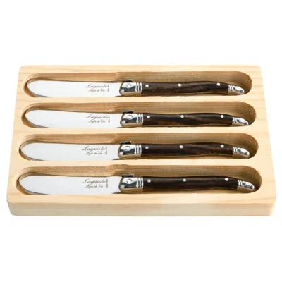 Laguiole style de vie Laguiole Premium Line smørkniv 4-pak, mørkebrun