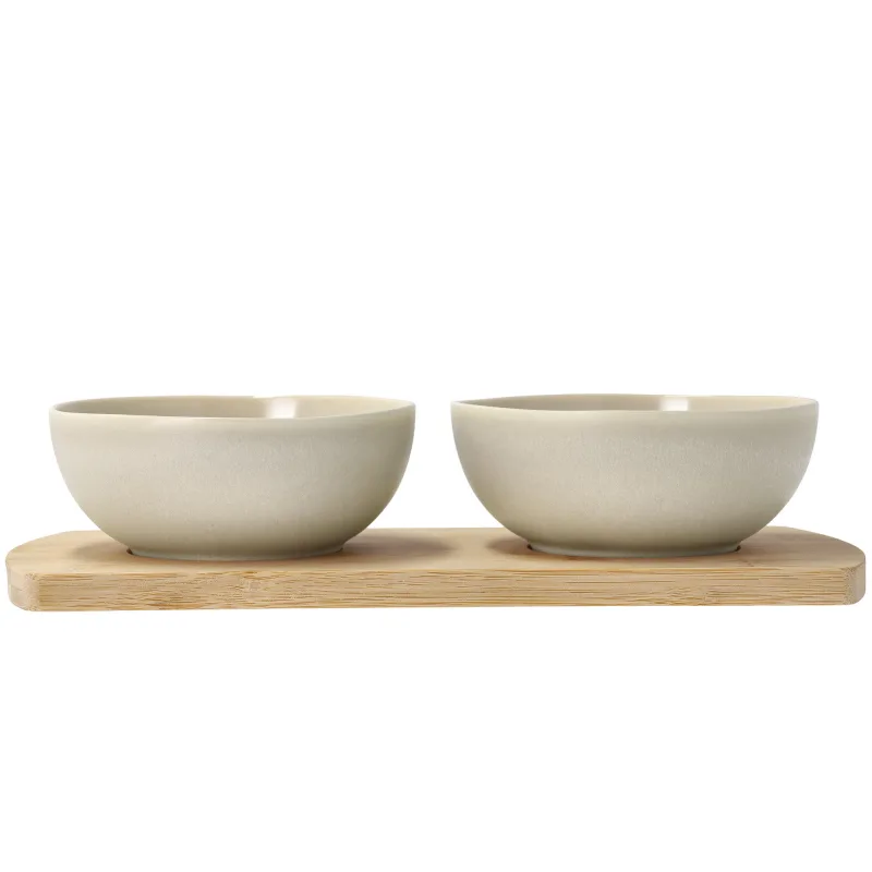 Villa Collection Shoku bambusbakke med 2 skåle 28,5x13 cm, soft beige