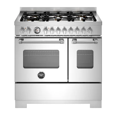 Bertazzoni MAS96L2EXT2 Master gaskomfur 90 cm med 6 brændere og 2 ovne, rustfrit stål
