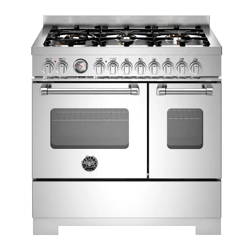 Bertazzoni MAS96L2EXT2 Master gaskomfur 90 cm med 6 brændere og 2 ovne, rustfrit stål