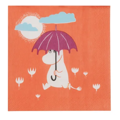 Moomin arabia Under paraplyen papirserviet 33 cm, koral