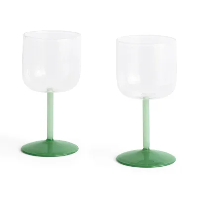 HAY Tint vinglas 2 stk., clear/jade light green/jade dark green