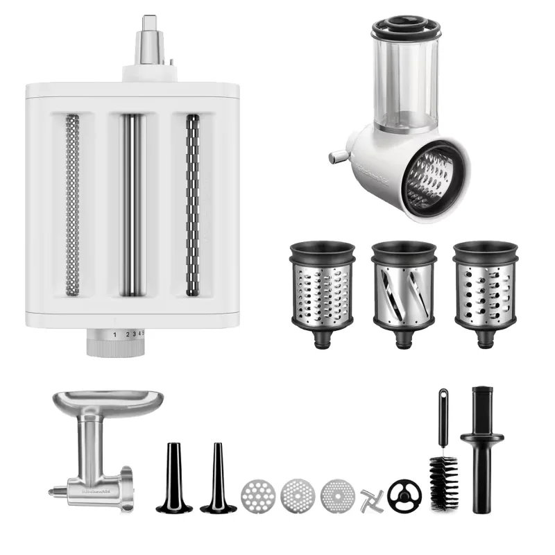 KitchenAid tilbehørspakke til køkkenmaskine (pastatilbehør, kødkværn og grøntsagsskærer)