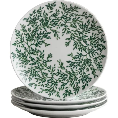Götefors porslin Myrten tallerken, 21 cm, grøn, 4-pak