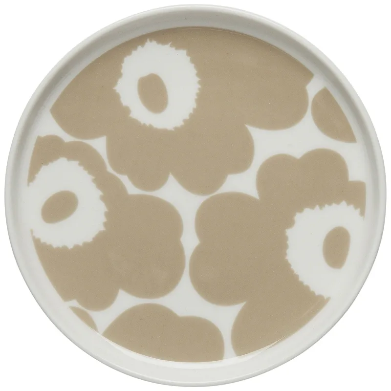 Marimekko Unikko tallerken, 13,5 cm., hvid/beige