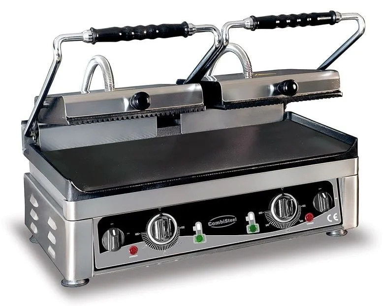 dobbelt klemgrill - combisteel - Rillet top/glat bund
