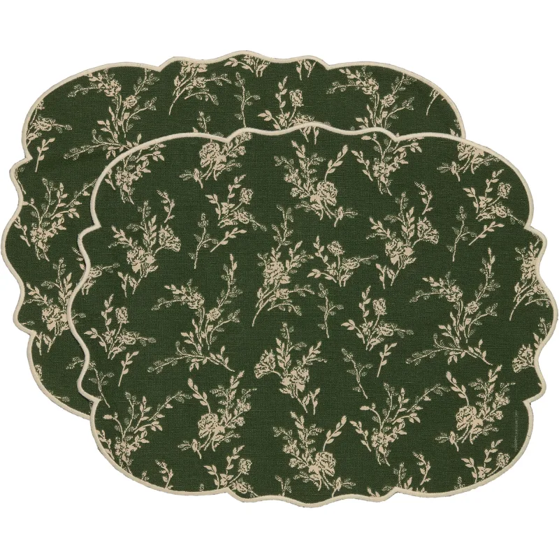 Decotique Gia bordbrik med blomster 35 x 45 cm, 2-pak, grøn