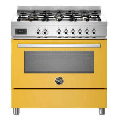 Bertazzoni PRO96L1EGIT Professional gaskomfur med ovn, 90 cm, gul