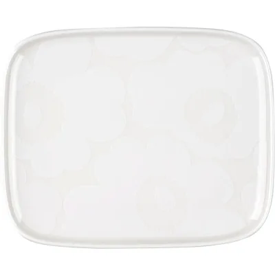 Marimekko Unikko rektangulært fad 15 x 12 cm, hvid/off-white