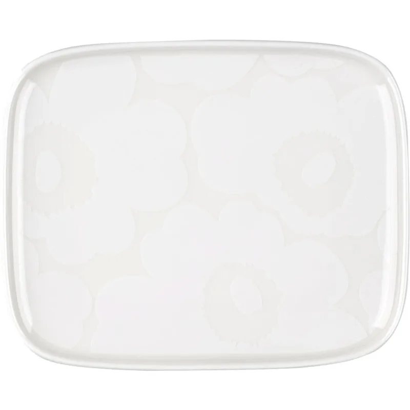 Marimekko Unikko rektangulært fad 15 x 12 cm, hvid/off-white
