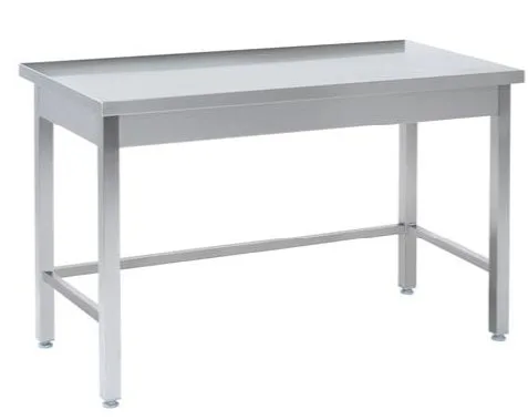 Tysk produceret arbejdsbord i fuldsvejset rustfri stål uden bagkant og hylde 600mm - B 900 x T 600 x H 850 mm