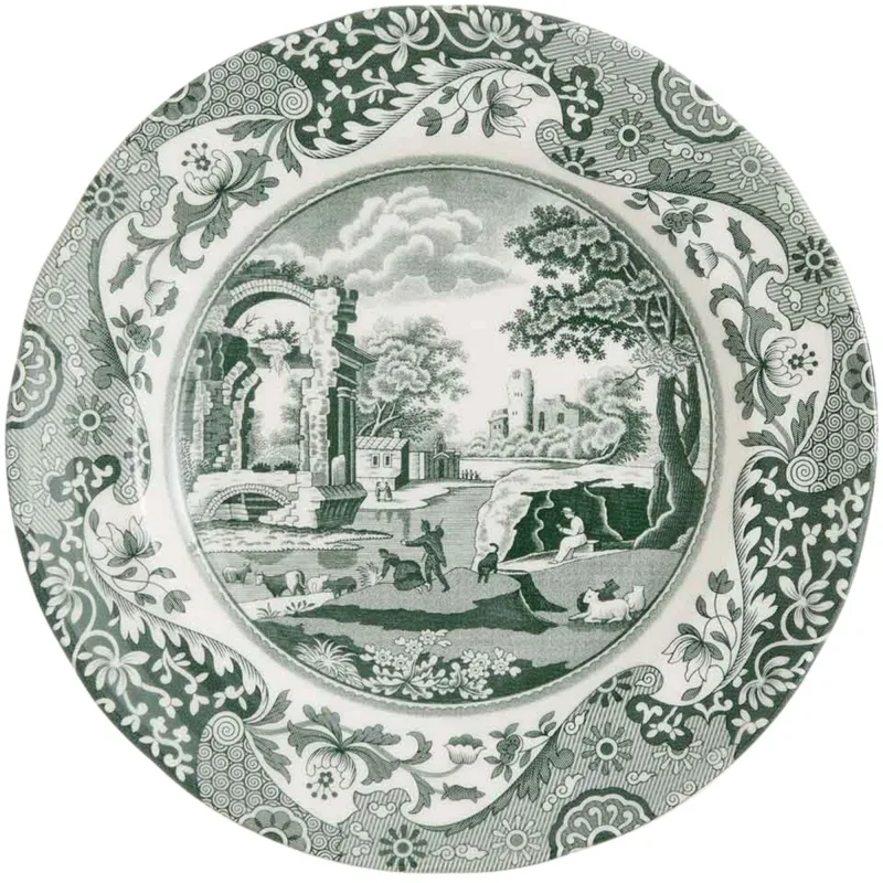 Spode Heritage Green Italian tallerken 20 cm, grøn/hvid