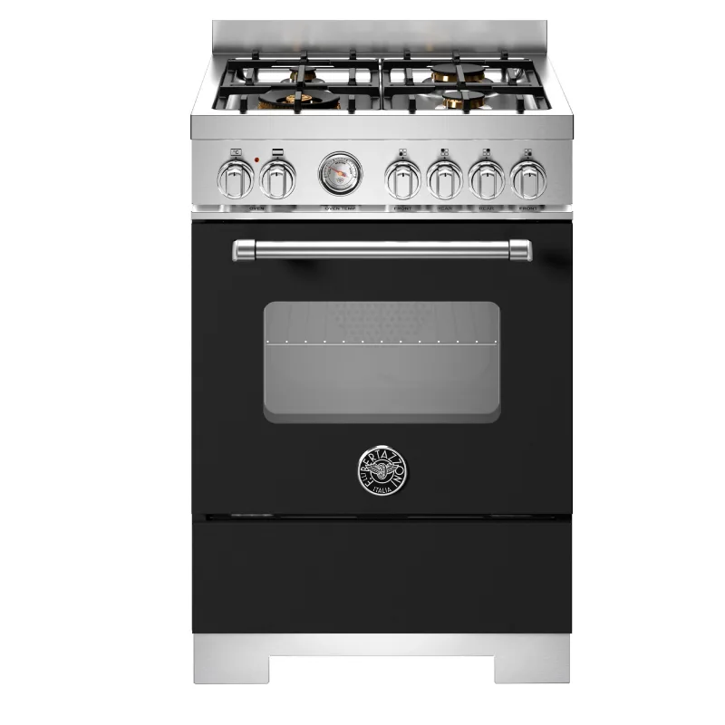 Bertazzoni MAS64L1ENET2 Master gaskomfur 60 cm med 4 brændere og 1 ovn, mat sort