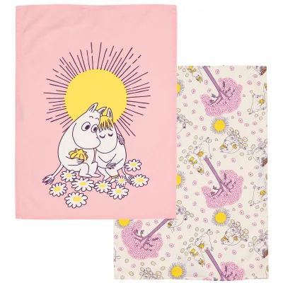 Moomin arabia Forelskede viskestykke 50×70 cm, lyserød