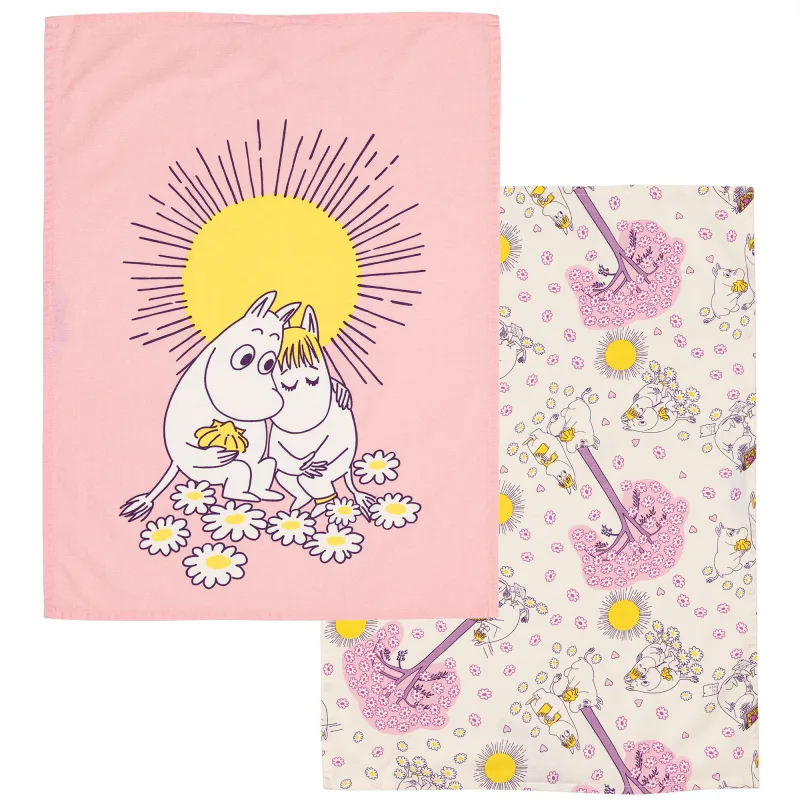 Moomin arabia Forelskede viskestykke 50×70 cm, lyserød