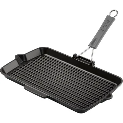 Staub Grillpande i støbejern 34 x 21 cm, sort