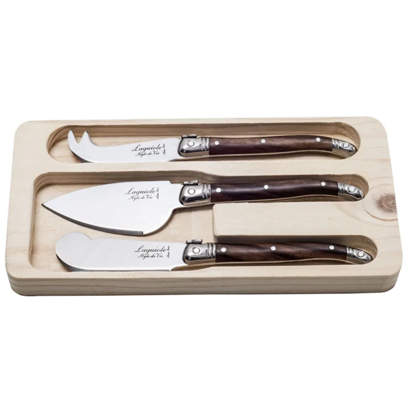 Laguiole style de vie Laguiole Ostknive 3 st, brun