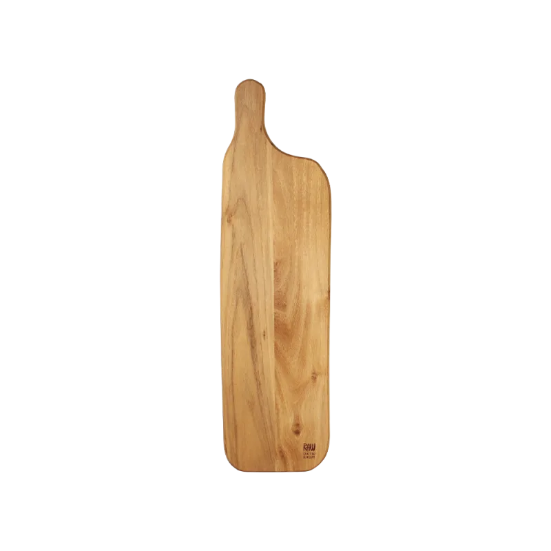 Raw Teak skærebræt med håndtag - 50x14 cm
