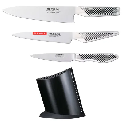 Global Knivsæt 3 dele + knivblok