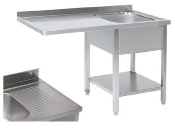 Bord med vask, hylde og aflæggeplads til venstre 600mm - B 1500 x T 600 x H 900 mm