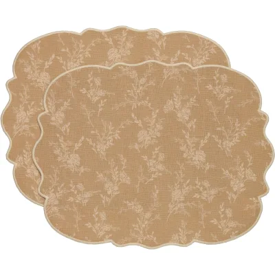 Decotique Gia dækkeserviet, blomst, 35 x 45 cm, 2-pak - beige