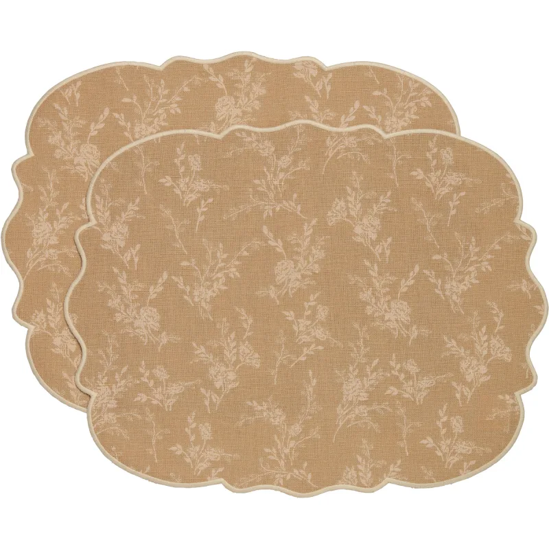 Decotique Gia dækkeserviet, blomst, 35 x 45 cm, 2-pak  -  beige