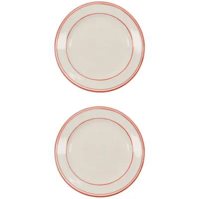 Nicolas Vahé Bistro frokosttallerken Ø21 cm, hvid/rød, 2 stk.
