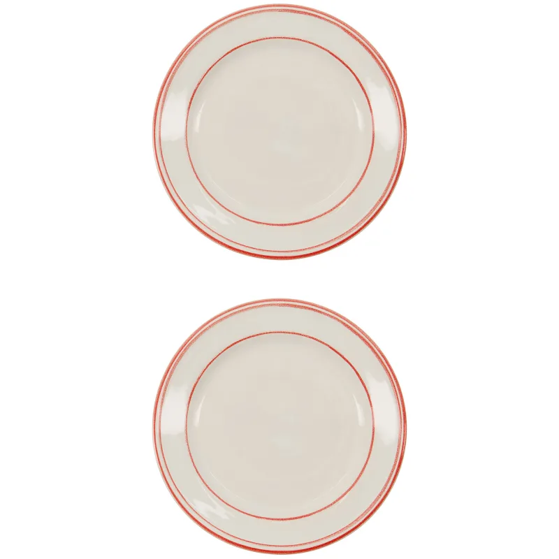 Nicolas Vahé Bistro frokosttallerken Ø21 cm, hvid/rød, 2 stk.