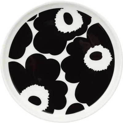 Marimekko Unikko tallerken 13,5 cm, sort/hvid