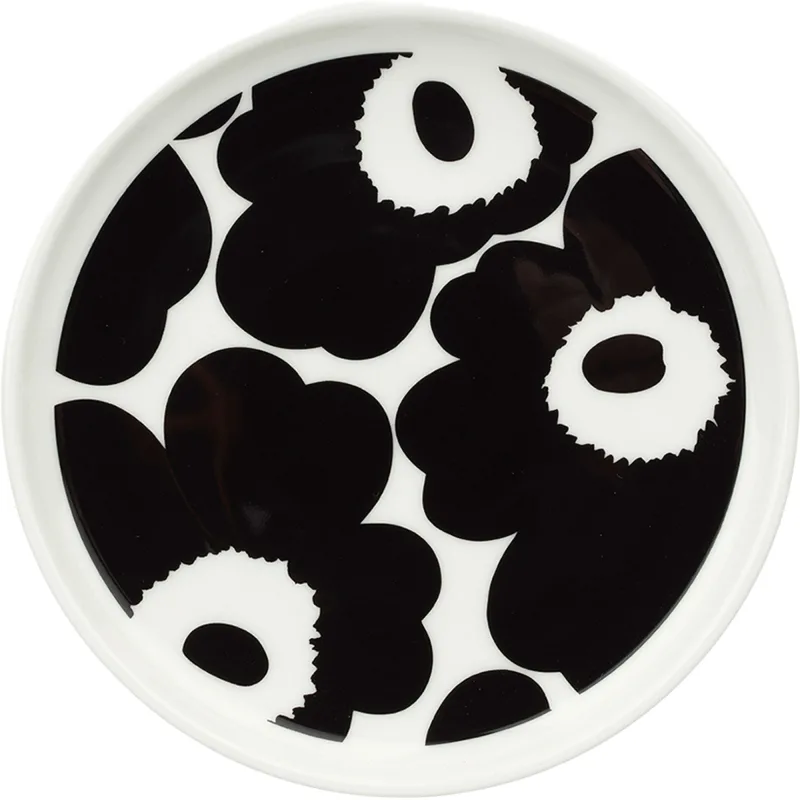 Marimekko Unikko tallerken 13,5 cm, sort/hvid
