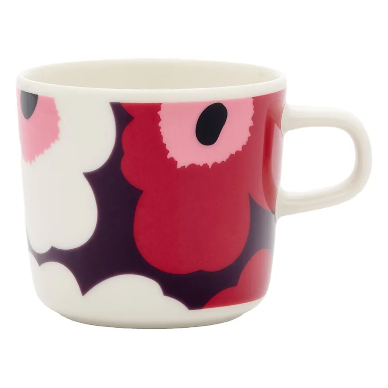 Marimekko Oiva Unikko kaffekop 2 dl, cranberry/pink
